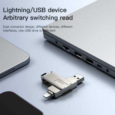 [Užsakomoji prekė] Yesido - Memory Stick (FL16) - OTG, USB, Lightning, 5Gbps, 256GB - Sidabrinis 5