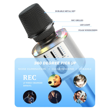 [Užsakomoji prekė] Yesido - Portable Microphone (KR10) - for Karaoke - Juoda 1