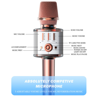 [Užsakomoji prekė] Yesido - Portable Microphone (KR10) - for Karaoke - Juoda 2