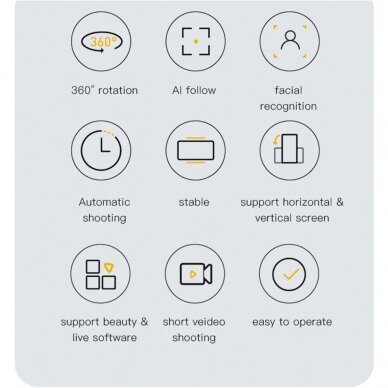 [Užsakomoji prekė] Yesido - Selfie Stick (SF10) - Stable, Intelligent Face Recognition, 360° Rotation - Juoda 9