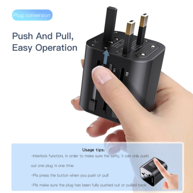 [Užsakomoji prekė] Yesido - Wall Charger (MC09) - for Travel, EU, UK, US, AUS, 3.4A - juodas 1