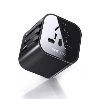 [Užsakomoji prekė] Yesido - Wall Charger (MC09) - for Travel, EU, UK, US, AUS, 3.4A - juodas