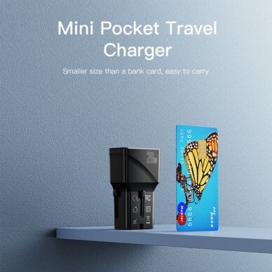 [Užsakomoji prekė] Yesido - Wall Charger (MC17) - USB, Type-C, PD20W, for Travel, EU, UK, US, AUS - Juodas 5