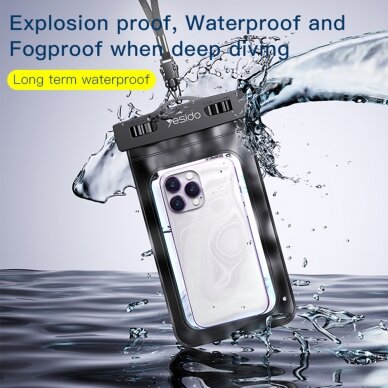 [Užsakomoji prekė] Yesido - Waterproof Case (WB10) - IPX8, for Phone max 6.7" - Juodas 2