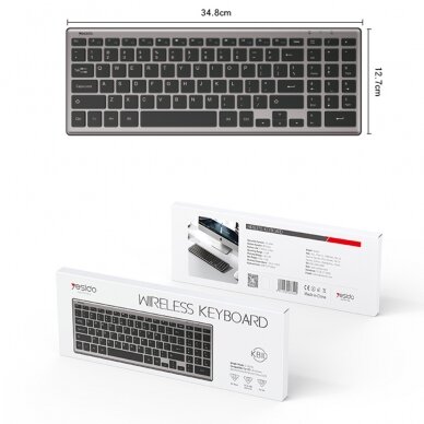 [Užsakomoji prekė] Klaviatūta Yesido - Wireless Keyboard (KB10) - 2.4G Connection, for Laptops, Tablets, Windows, Mac, Linux - Pilka 10