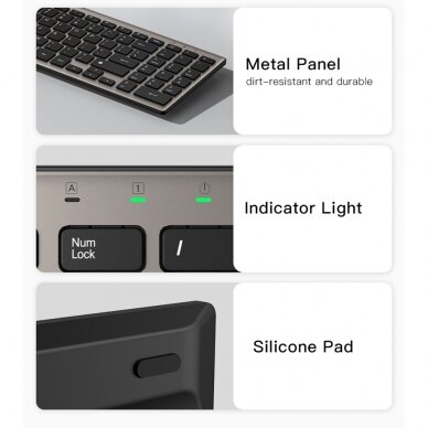 [Užsakomoji prekė] Klaviatūta Yesido - Wireless Keyboard (KB10) - 2.4G Connection, for Laptops, Tablets, Windows, Mac, Linux - Pilka 9