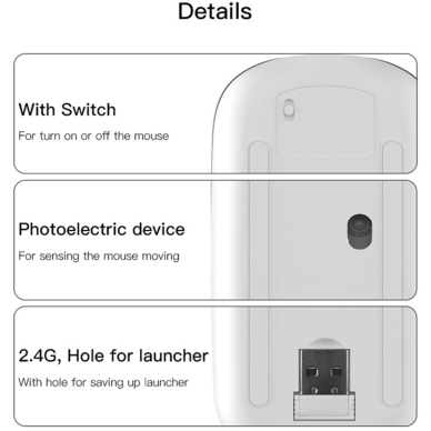 [Užsakomoji prekė] Pelė Yesido - Wireless Mouse (KB15) - 800/1200/1600DPI, 2.4G Connection - Sidabrinė 10