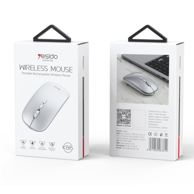 [Užsakomoji prekė] Pelė Yesido - Wireless Mouse (KB15) - 800/1200/1600DPI, 2.4G Connection - Sidabrinė 12